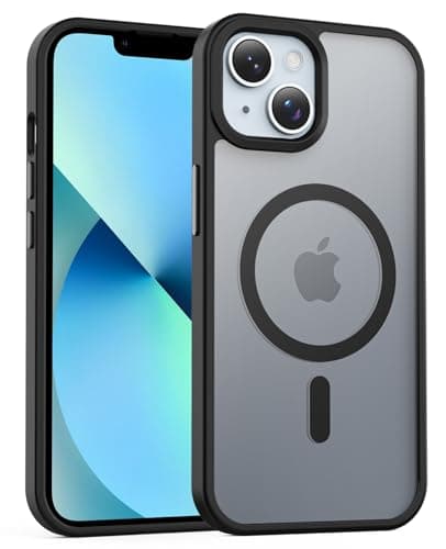 Temdan for iPhone 13 Case [Compatible with MagSafe] [Military-Grade Drop Protection] [Anti-Fingerprint] [Anti-Scratch] Slim Silky-Soft Touch Translucent Matte Case 6.1 inch, Black - Image 1