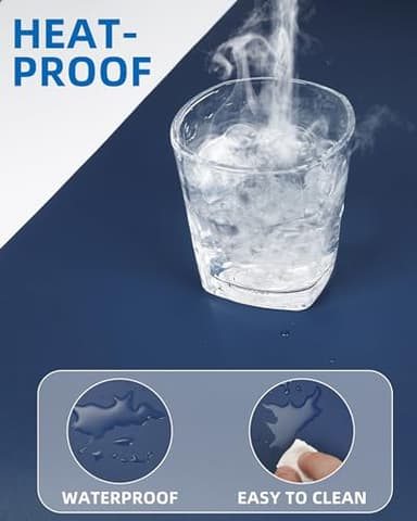 Leather Desk Pad Blotter,Mouse Pad,Office Desk Mat, Non-Slip PU Leather Desk mat,Large Desk mat,Waterproof Keyboard mat for Office/Home/Decor (Midnight Blue,35" x 17") - Image 4