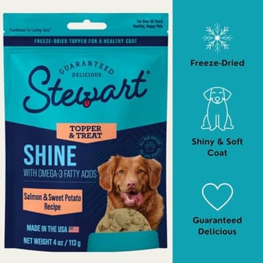 Stewart Freeze Dried Dog Food Topper, Shine, Salmon and Sweet Potato Recipe, 8 Ounce Pouch, Omega-3 for a Healthy Coat - Image 3