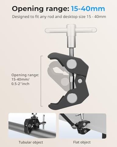 SMALLRIG Clamp w/ 1/4" and 3/8" Thread and 9.8 Inches Adjustable Friction Power Articulating Magic Arm with 1/4" Thread Screw for LCD Monitor/LED Lights - KBUM2732B - Image 4