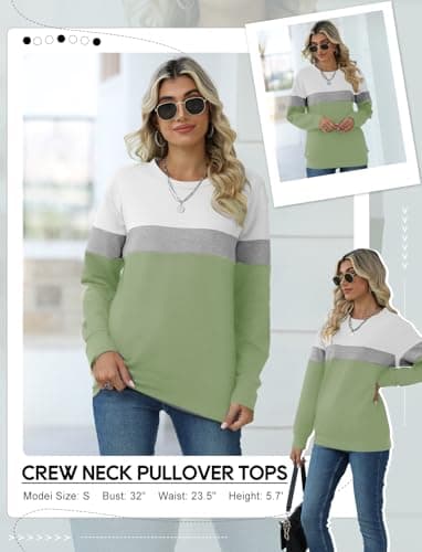 TICTICMIMI Women's Casual Long Sleeve Color Block/Solid Tops Crewneck Sweatshirts Cute Loose Fit Pullover with Pockets - Image 4