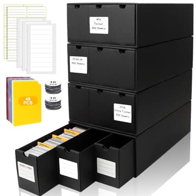 QLOUNI Trading Card Storage Box, Includes 12-600 CT Boxes & 48 Card Dividers, 12000+ Trading Card Organizer for Collectible Card Games, for TCG, MTG, PTCG, Baseball Cards, with Labels & Tapes - Image 1