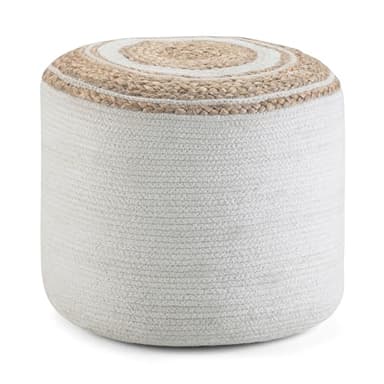 SIMPLIHOME Serena Boho Round Braided Pouf in Natural Cotton for the Living Room, Bedroom and Kids Room - Image 1