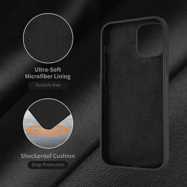 Cordking Designed for iPhone 12 Case, Designed for iPhone 12 Pro Case, Silicone Shockproof Phone Case with [Soft Anti-Scratch Microfiber Lining] 6.1 inch, Black - Image 5