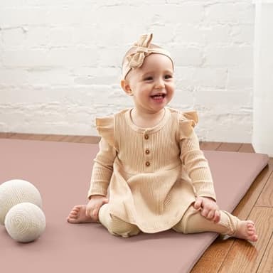 Stylish Vegan Leather Baby Play Mat - Soft, Easy to Clean Floor Mat Creates A Safe Play Area for Your Baby - The Perfect Modern Foam Playmat Fits Nicely with Your Kids Playroom Or Home Decor - Image 5