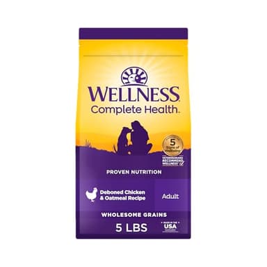 Wellness Complete Health Dry Dog Food with Grains, Natural Ingredients, Made in USA with Real Meat, All Breeds, For Adult Dogs (Chicken & Oatmeal, 5-Pound Bag) - Image 1