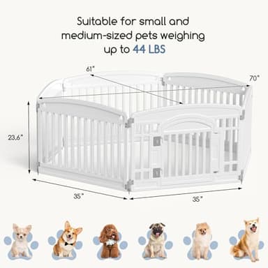 SMUG Plastic Dog Playpen | 4-Panel 24" Safe & Secure Indoor/Outdoor Pet Fence | Folding & Portable | Ideal for Small Dogs | Easy to Clean （White） - Image 2