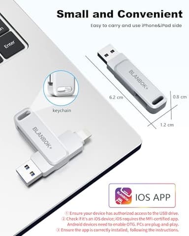 MFi Certified 128GB Photo Stick for iPhone Flash Drive,USB Memory Stick Thumb Drives High Speed USB Stick External Storage Compatible for iPhone/iPad/Android/PC - Image 7