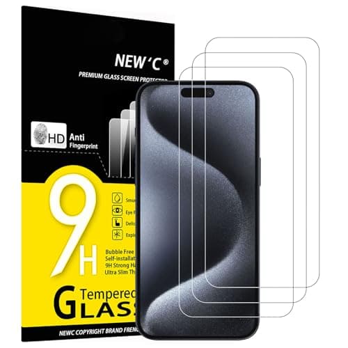 NEW'C 3 Pack Designed for iPhone 16 Plus, iPhone 15 Pro Max, iPhone 15 Plus Screen Protector (6.7 inches), Enhanced Tempered Glass Protection,Case Friendly Ultra Resistant - Image 1
