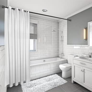 Shower Curtain Rod Black Tension Rod 45 to 77 Inch Spring Curtain Rod Shower rod Non Slip shower curtain rod 1pcs for Windows No Drilling Adjustable Tension Rods of Curtain Window Closet Kitchen - Image 6