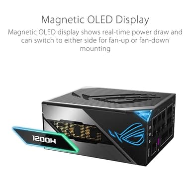 ASUS ROG Thor 1200W Platinum III PSU (80 Plus Platinum Certified, ATX 3.1, GaN MOSFET, GPU-First Intelligent Voltage Stabilizer, Magnetic OLED Display, Turbo Mode, 10-Year Warranty) - Image 5