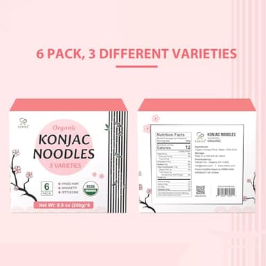 Soeos Konjac Noodles, Organic Shirataki Noodle, Low Calorie, Keto and Paleo Friendly, 3 Variety Noodles, 52.8 Ounce (Pack of 6) - Image 8