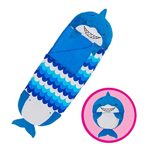 Happy Nappers Pillow & Sleepy Sack- Comfy, Cozy, Compact, Super Soft, Warm, All Season, Sleeping Bag with Pillow- Blue Shark (Medium- 54” x 20”) - Image 1