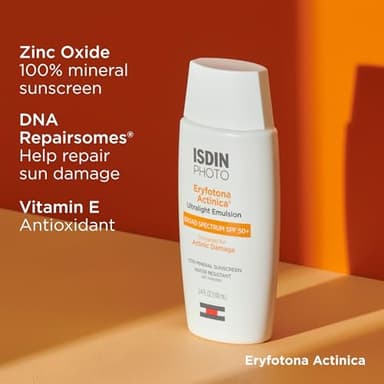 ISDIN Eryfotona Actinica Zinc Oxide and 100% Mineral Sunscreen Broad Spectrum SPF 50+, No White Cast, Suitable for Sensitive Skin, 3.4 Fl Oz - Image 6