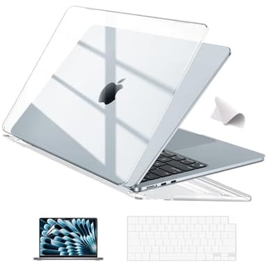 EooCoo Case Compatible with MacBook Air 13.6 inch M4 2025 2024-2022 M3 M2 A3240 A3113 A2681, Hard Shell Case + Keyboard Cover + Polishing Cloth + Screen Protector for Mac Air 13 - Crystal Clear - Image 1