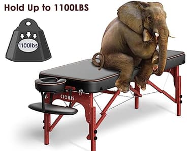 CLORIS 84" Professional Massage Table Portable Reinforced Wooden Leg Hold Up to 1100LBS 2 Folding Lightweight Spa Salon Tattoo Massage Bed Height Adjustable with Carrying Bag - Black - Image 4