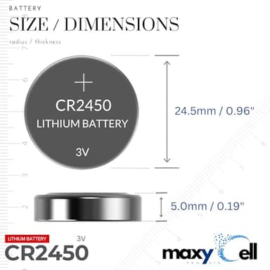 MaxyCell 2450 CR2450 Lithium Coin Cell Battery 3V High-Capacity Long-Lasting Reliable Power for Watches, Key Fobs, Fitness Trackers, Medical Devices, Thermometers, Leak-Proof Design DL2450 (6 Pack) - Image 7