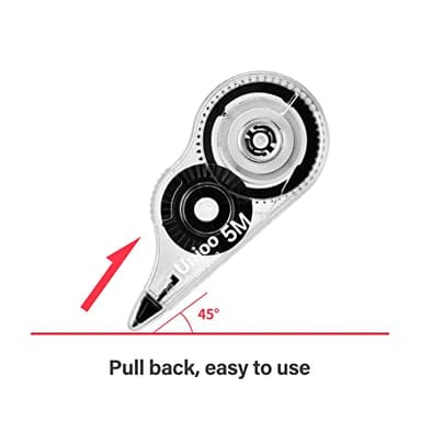 Unjoo White Correction Tape, Easy To Use Applicator for Instant Corrections Wrong Writing At Any Time, For school, Office (12pack, 5M/196" x 0.2", Black) - Image 5