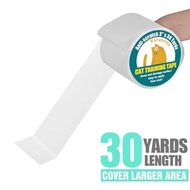 Karaseno Anti Cat Scratch Tape, 3 inches x 30 Yards Pet Training Tape, 100% Transparent Clear Double Sided Cat Scratch Deterrent Tape, Furniture Protector for Couch, Carpet, Doors, Pet & Kid Safe - Image 2