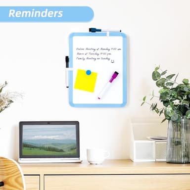 VUSIGN Small White Board Dry Erase, 8.5'' x 11'' Magnetic Dry Erase Board, Mini Whiteboard with Markers for Kids, Students, Fridge, Wall, Locker, Blue - Image 3