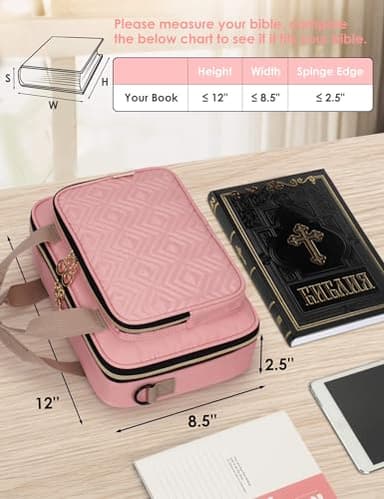 Heouvo Bible Cover Case for Women with 6 Highlighters & Tabs, Large Bible Bag, Bible Study Supplies, Pink - Image 5