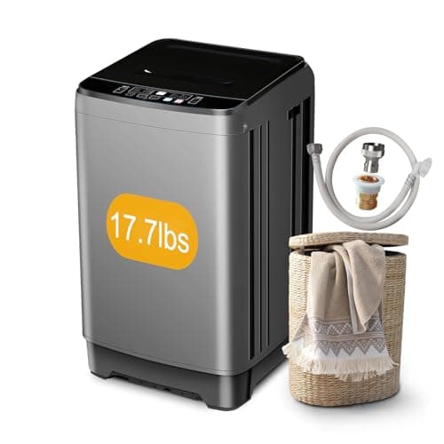 Zyerch Portable Washing Machine 17.7lbs Full-Automatic Compact Washer Machine for Apartment, 10 Wash Program Small Portable Washer for Dorm, Apartment, RV, Home, Grey - Image 1