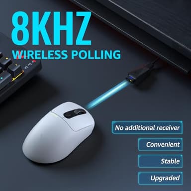 Rapoo VT3PRO MAX Wireless Gaming Mouse, 59g Superlight, 8KHz Polling, PAW 3950 Ultimate Optical Sensor, 30K Independent X/Y DPI, 1+8 Programmable Buttons, 200H Battery Life, Classic Shape, PC, White - Image 3