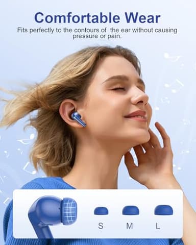 Wireless Earbuds, Bluetooth 5.3 Ear Buds, Headphones with Clear Stereo sound, 40H Playtime with LED Digital Display, IPX7 Waterproof Earphones Built-in Mic for Phone Tablet Sports Workout, Sapphire - Image 6