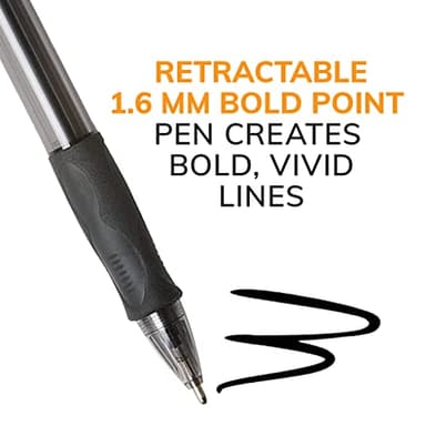 BIC Glide Bold Black Ballpoint Pens, Bold Point (1.6mm), 4-Count Pack, Retractable Ballpoint Pens With Comfortable Full Grip - Image 8