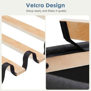 DUMOS Queen Bed Frame with Headboard, Wood Queen Platform Bed No Box Spring Needed, Fabric Upholstered Bed Frame with Adjustable Headboard, 800LBS Support,Noise Free, Dark Grey - Image 4