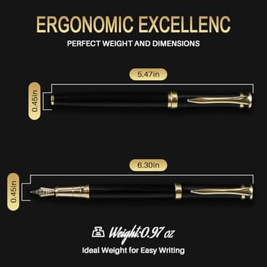 FINTANIX Fountain Pen with Fine Nib | Luxury Black Finish, Smooth Ink Flow, Complete Set with Ink Cartridges, Converter & Sleeve | Ideal for Professionals, Office, Journaling, and Gifts - Image 6