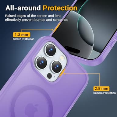 Temdan for iPhone 16 Pro Case, Compatible with Magsafe, Anti-Yellowing, Military-Grade Protection, Shockproof Slim Magnetic Phone Case Cover, Light Purple - Image 4