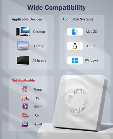 External CD/DVD Drive for Laptop CD Burner External DVD Drive, CD ROM DVD Player Portable CD Reader for Laptop PC, Compatible with Windows Linux Mac OS - Image 7