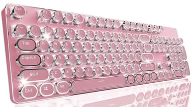 SEUNKWANG EWEADN TK950 Typewriter Keyboard Wireless Mechanical Keyboard, 104 Keys Aesthetic Typewriter Keyboards with White Backlit, Anti-Ghosting, Blue Switch Bluetooth/2.4GHz/Wired Keyboards-Pink - Image 1
