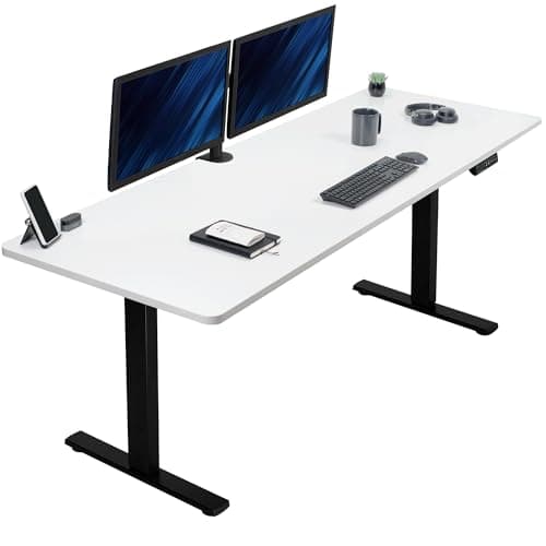 VIVO Large Electric 83 x 30 in Standing Desk, Memory Height Adjustment, 1B Series, White Top Black Frame, DESK-KIT-1B8W - Image 1