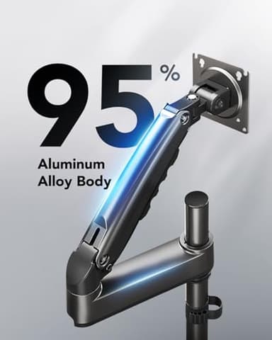 HUANUO Single Monitor Arm, Adjustable Desk Mount for 13-34 inch Screens, Holds 19.8lb, 22.44 inch Max Height, Full Motion Swivel Monitor Stand with VESA 75x75mm and 100x100mm Compatibility - Image 5