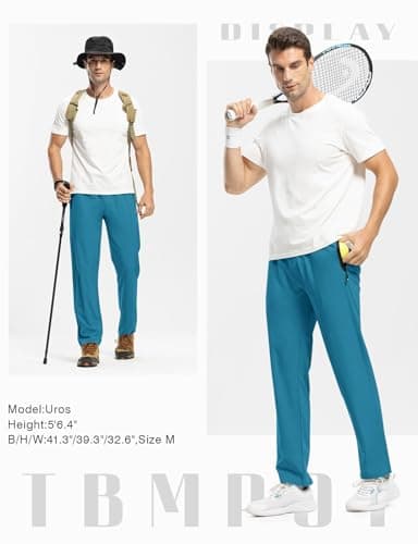 TBMPOY Men's Travel Hiking Pants Lightweight Athletic Pant Quick Dry Windbreaker Fishing Running Active Jogger Indigo XL - Image 6
