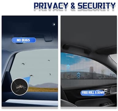Car Rear Window Screens for Side Windows, 2 Pack Side Window Sun Shades,Stretchy Mosquito Net Cover Fit Cars SUVs - Up to 36.22”x55.1” - Image 4