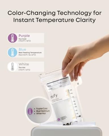 eufy Security Breast Milk Storage Bag with Temperature Sensing Color Change, Milk Storing Bags, 7 oz Disposable Storage Bags, Self-Standing, Leakproof Milk Freeze Storage Pouches (120 Pieces) - Image 2