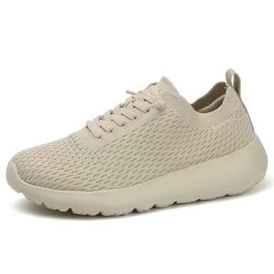 Women's Ultra Soft Walking Shoes Comfortable Breathable Cushioned Sneakers for Running Gym Tennis and Travel Beige - Image 1