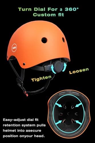XJD Kids Bike Helmet,Multi-Sport Protective Gear Set for 3-5-8-14 Years Boys Girls with Knee and Elbow Pads Wrist Guards fit Roller Skates,Cycling,Skateboarding,Skating Scooter (Orange, Medium) - Image 5