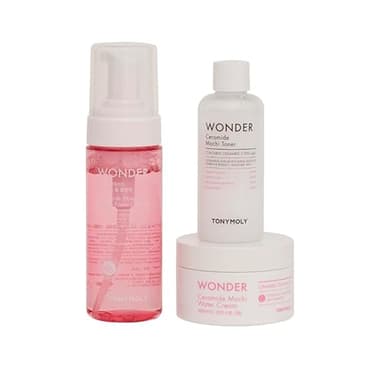 TONYMOLY Wonder Ceramide Mochi K-Beauty Skincare Set, 3-Piece Bundle with Bubble Cleanser, Milky Toner and Ceramide Moisturizer - Image 1