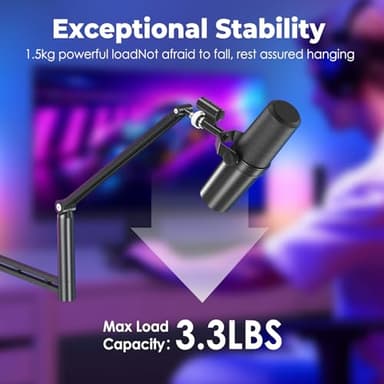 CreaDream Mic Boom Arm, Low Profile Microphone Arm Stand Desk Mount with Screw Adapter, Phone Holder, Detachable Rise Column, Cable Management, for Live Streaming, Gaming, Podcasting, Radio - Image 6