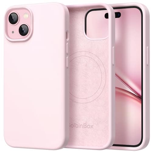 GolbinBox Magnetic for iPhone 15 Case, Compatible with MagSafe, [Soft Anti-Scratch Microfiber Lining], Slim Liquid Silicone Shockproof Protective Phone Case for iPhone 15 6.1 inch, Chalk Pink - Image 1