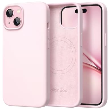 GolbinBox Magnetic for iPhone 15 Case, Compatible with MagSafe, [Soft Anti-Scratch Microfiber Lining], Slim Liquid Silicone Shockproof Protective Phone Case for iPhone 15 6.1 inch, Chalk Pink - Image 1