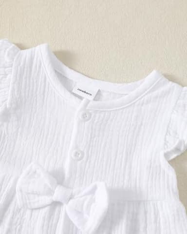 Renotemy Newborn Infant Baby Girl Clothes Summer White Rompers Outfits Sleeveless Baby Girl Bodysuit Preemie Jumpsuit Newborn Clothes Girl - Image 5