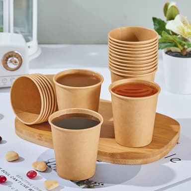 SIUQ 400 Pack 5 oz Kraft Paper Cups, Disposable Bathroom Cups, Mini Mouthwash Cups, Hot/Cold Beverage Drinking Cup for Home, Store, Travel, Events (Brown) - Image 3