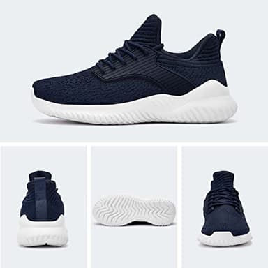 Akk Mens Memory Foam Running Shoes - Ultra Lightweight Slip on Walking Tennis Workout Shoes Breathable Mesh Casual Fashion Sneakers Navy Blue Size 11 - Image 6