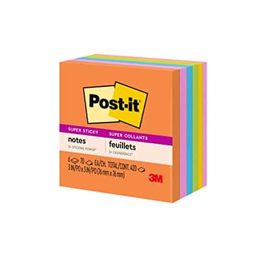 Post-it Super Sticky Notes, 3x3 in, 6 Pads, 2X The Sticking Power, Energy Boost Collection, Bright Colors (Orange, Pink, Blue, Green),Recyclable (654-6SSAU) - Image 12