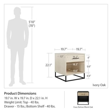 Novogratz Kelly Nightstand, Ivory Oak - Image 3